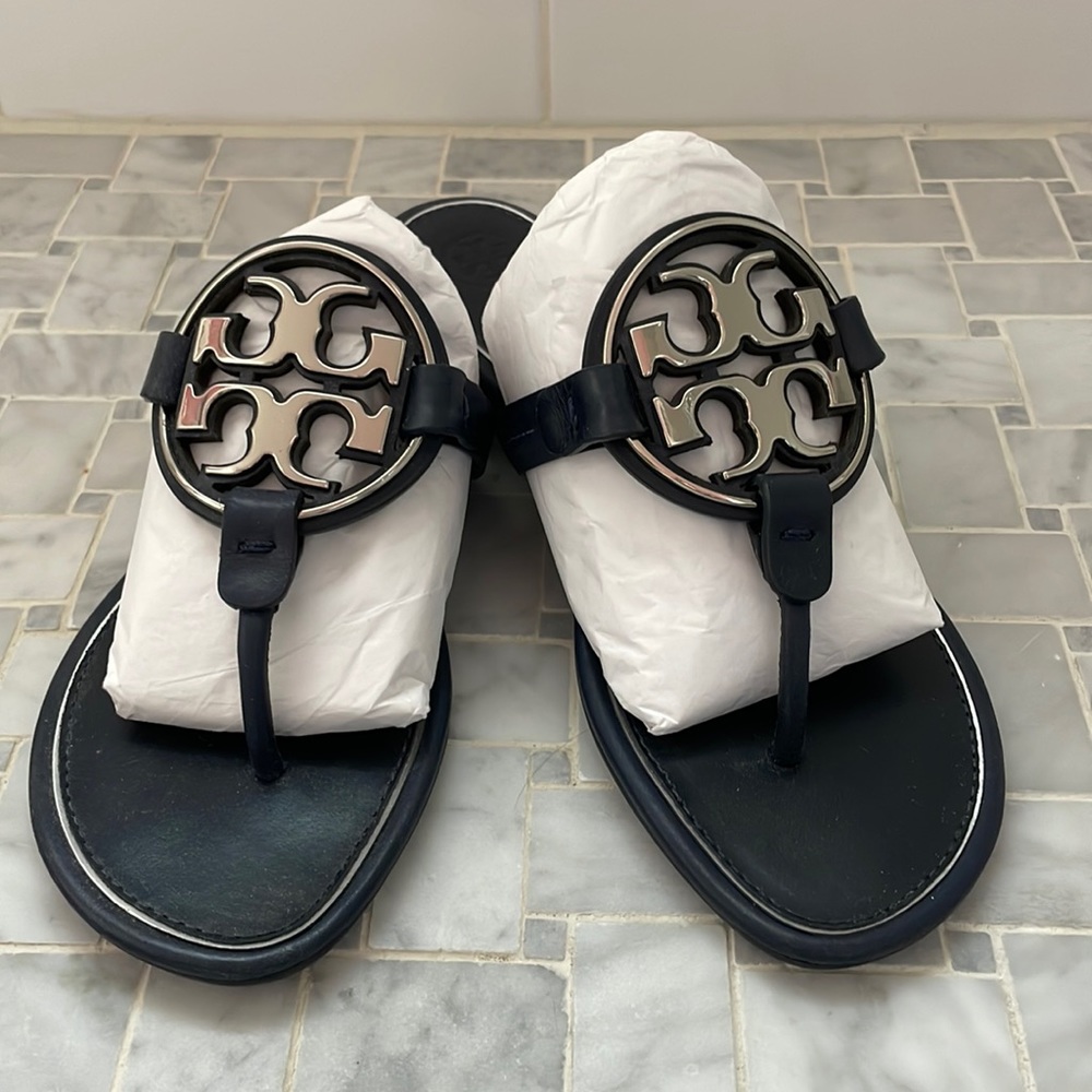 Tory Burch Miller Metal Logo Sandal Leather